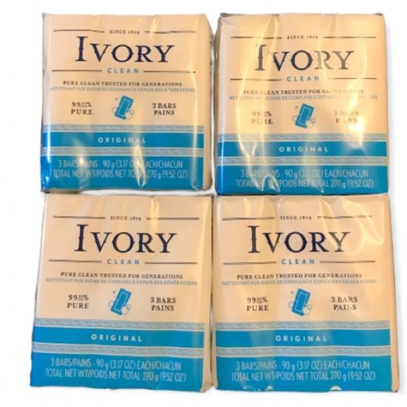 Ivory CLEAN Bar Soap Lot of 4 PACKS of 3 Bars - Picture 4 of 8